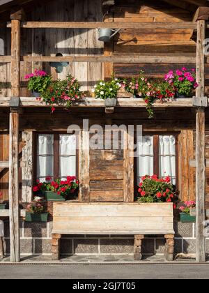 Canale d'Agordo, traditional alpine architecture in valley Val Biois, Italy. (Editorial Use Only) Stock Photo