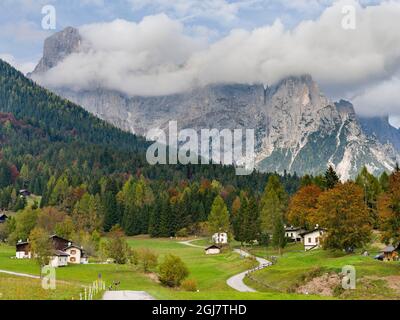 Valle del Canali in the mountain range Pale di San Martino, part of UNESCO World Heritage Site, Dolomites, in the Dolomites of the Primiero. Italy. Stock Photo
