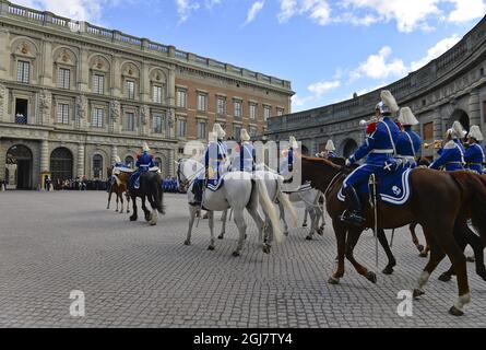 Sweden's King Carl Gustaf during the celebration of his 67th birthday held at the Outer Courtyard at the Royal Palace of Stockholm on April 30, 2013.  Stock Photo
