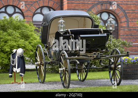 On Friday, the press was shown the Royal Mews and the carriages and horses who will officiate at the wedding of Princess Madeleine and Mr. Christopher O'Neill on Saturday, June 8. The picture shows the Royal Parade Kalesch that will be used by the bride and groom (in good weather). Foto: Anders Wiklund / SCANPIX / kod 10040  Stock Photo