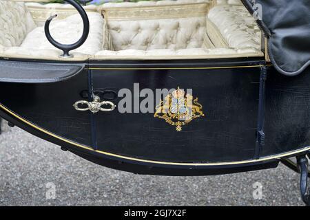 On Friday, the press was shown the Royal Mews and the carriages and horses who will officiate at the wedding of Princess Madeleine and Mr. Christopher O'Neill on Saturday, June 8. The picture shows the Royal Parade Kalesch that will be used by the bride and groom (in good weather). Foto: Anders Wiklund / SCANPIX / kod 10040  Stock Photo