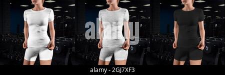 Mockup of White Compression Underwear on a Girl Working Out in a