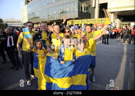 VIENNA 2013-06-07 Swedish fans before the World Cup qualifier between Austria and Sweden at Ernst Happel Stadion in Vienna on Friday June 7 2013. Foto: BjÃ¶rn Lindgren / SCANPIX / Kod 9204  Stock Photo