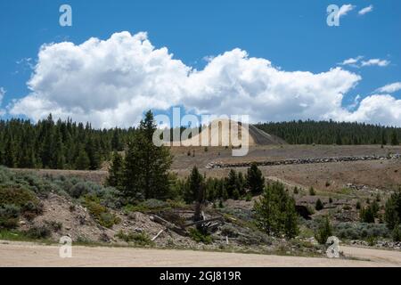 Views along Mineral Belt Trail through the historic mining district of Leadville active at the turn of the century, Colorado, USA. Stock Photo