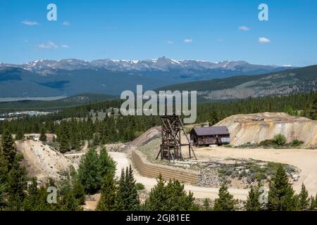 Views along Mineral Belt Trail through the historic mining district of Leadville active at the turn of the century, Colorado, USA. Stock Photo