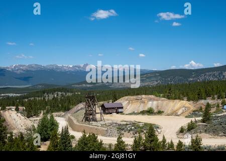 Views along Mineral Belt Trail through the historic mining district of Leadville active at the turn of the century, Colorado, USA. Stock Photo