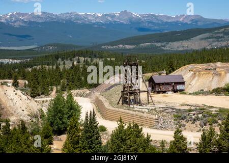 Views along Mineral Belt Trail through the historic mining district of Leadville active at the turn of the century, Colorado, USA. Stock Photo