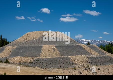 Views along Mineral Belt Trail through the historic mining district of Leadville active at the turn of the century, Colorado, USA. Stock Photo