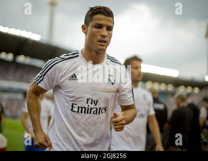 Real Madrid's Cristiano Ronaldo during a friendly soccer match PSG vs. Real Madrid at Ullevi in Goteborg, Sweden, Saturday July 27. Photo Adam Ihse / SCANPIX / code 9200  Stock Photo