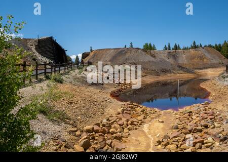 Mineral Belt Trail through the historic mining district of Leadville active at the turn of the century, Colorado, USA. Stock Photo