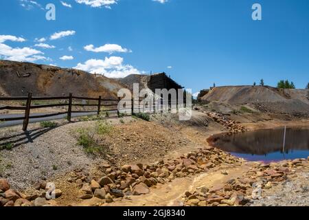 Mineral Belt Trail through the historic mining district of Leadville active at the turn of the century, Colorado, USA. Stock Photo