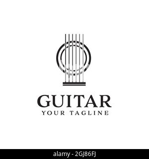 abstract guitar logo isolated on white background vector design Stock Vector