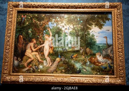 Europe, Netherlands, The Hague. Peter Paul Rubens painting The Garden of Eden with the Fall of Man. (Editorial Use Only) Stock Photo