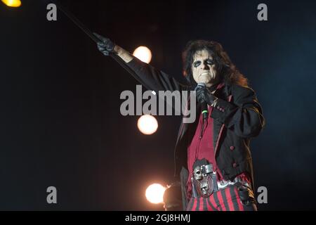 SOLVESBORG 2014-06-05 American rock musician Alice Cooper performs during the second day of the Swedish rock music festival Sweden Rock in Solvesborg in southern Sweden, on June 05, 2014. Photo: Fredrik Sandberg / TT / code 10080  Stock Photo