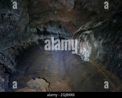 Lava tube Gruta das Torres. Pico Island, an island in the Azores in the Atlantic Ocean. (Editorial Use Only) Stock Photo