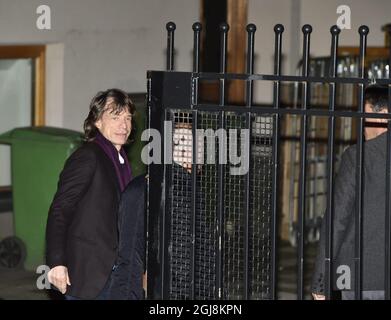 STOCKHOLM 20140630 Mick Jagger of the Rolling Stones arrives back to Grand Hotel, entering from the backyard, after a dinner at restaurant Teatergrillen in Stockholm Monday evening. Tonight Rolling Stones will give a concert in Stockholm. Foto: Stefan Soderstrom / EXP / TT / kod 7120  Stock Photo
