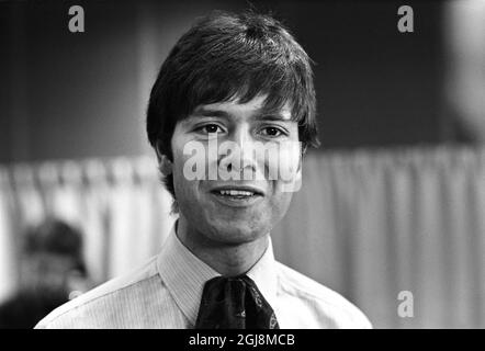 STOCKHOLM 2014-07-24 File 1968 Cliff Richard seen in a Swedish Radio's Studio 3 studio in Stockholm, Sweden 1968. Cliff Richard was in Sweden for a charity tour and to record some of his songs for the radio show 'Tonarskvall' (Eng; Teenage Evening). Photo Bo-Aje Mellin/SVT/TT Code 5600 Stock Photo