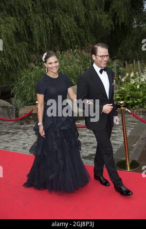 STOCKHOLM 20140908 Crown Princess Victoria and Prince Daniel arrive to the Childhood fundraising auction at the Berns in Stockholm, Sweden, September 8, 2014. Foto: Sven Lindwall / EXP / TT / kod 7117 ** OUT SWEDEN OUT**  Stock Photo