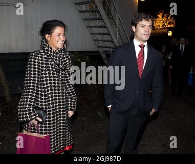 STOCKHOLM 20081213 Sweden's Prince Carl Philip and his girlfriend Emma Pernald attended their friends Otto Thott's and Ulrika Ringstrom's wedding that was held at Djurgarden church Saturday december 13 2008. Photo: Suvad Mrkonjic / XP / SCANPIX / Kod: 7116  Stock Photo