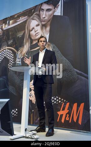 STOCKHOLM 2015-09-24 Karl-Johan Persson, CEO of H&M, is seen during the presentation of the companyÂ´s third quarter financial report in Stockholm, Sweden September 24, 2015. Photo Jonas Ekstromer / TT kod 10030  Stock Photo