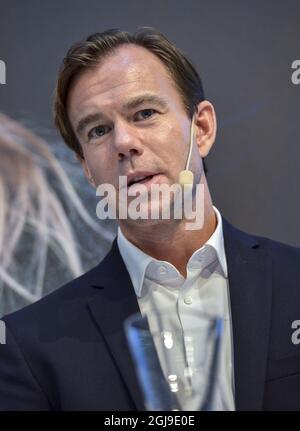 STOCKHOLM 2015-09-24 Karl-Johan Persson, CEO of H&M, is seen during the presentation of the companyÂ´s third quarter financial report in Stockholm, Sweden September 24, 2015. Photo Jonas Ekstromer / TT kod 10030  Stock Photo