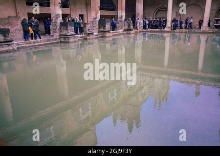 Roman Bath in city of Bath, England Stock Photo