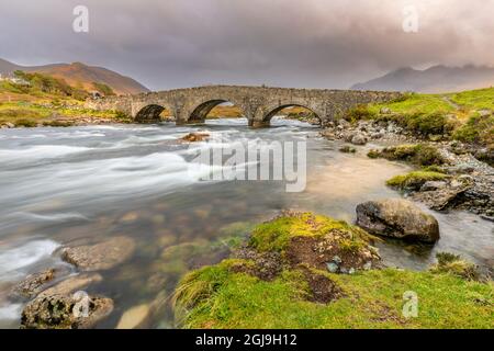 Enchanted Waters of Sligachan Old Bridge. Isle of Skye. Scotland. Stock Photo