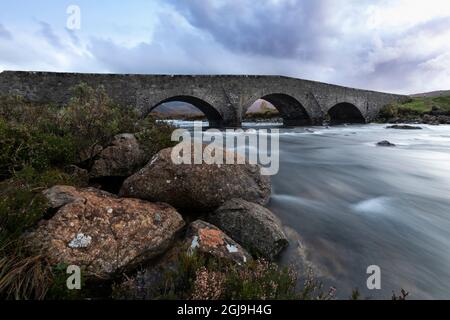 Enchanted Waters of Sligachan Old Bridge. Isle of Skye. Scotland. Stock Photo