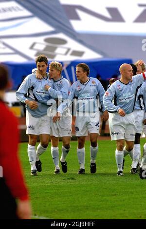 Malmo's Zlatan Ibrahimovic (left) celebrates Stock Photo