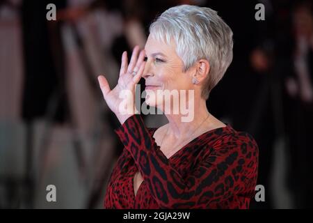 Jamie Lee Curtis attends the red carpet of the movie 'Halloween Kills' during the 78th Venice International Film Festival on September 08, 2021 in Ven Stock Photo