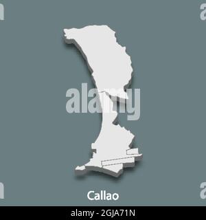 3d isometric map of Callao is a city of Peru, vector illustration Stock Vector