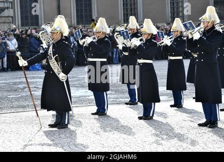 STOCKHOLM 2017-03-12 The Swedish Army Band during the celebrations of the Crown Princess name day at the inner courtyard of the Royal Palace in Stockholm, Sweden, March 12, 2017. Photo: Claudio Bresciani / TT / ** SWEDEN OUT ** Stock Photo