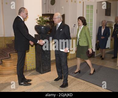 STOCKHOLM 2017-03-27 Queen Silvia and King Carl Gustaf are seen at the annual medal ceremony for the Swedish Diary farmers. 35 farmers received a gold medal for delivering excellent milk during 23 years. Sandberg/TT/10080  Stock Photo