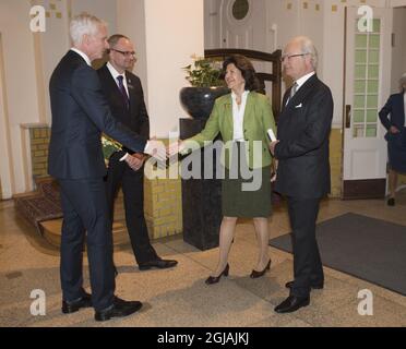 STOCKHOLM 2017-03-27 Queen Silvia and King Carl Gustaf are seen at the annual medal ceremony for the Swedish Diary farmers. 35 farmers received a gold medal for delivering excellent milk during 23 years. Sandberg/TT/10080  Stock Photo