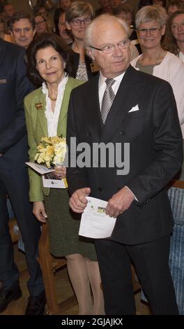 STOCKHOLM 2017-03-27 Queen Silvia and King Carl Gustaf are seen at the annual medal ceremony for the Swedish Diary farmers. 35 farmers received a gold medal for delivering excellent milk during 23 years. Sandberg/TT/10080  Stock Photo