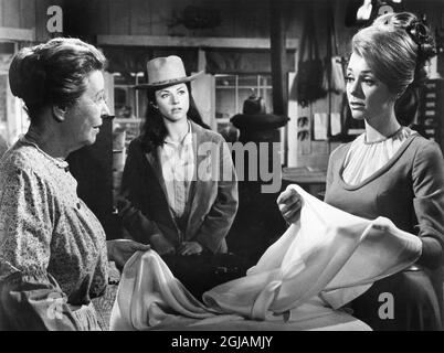 Hope Summers, Katherine Justice, Inger Stevens, on-set of the Film, '5 Card Stud', Paramount Pictures, 1968 Stock Photo