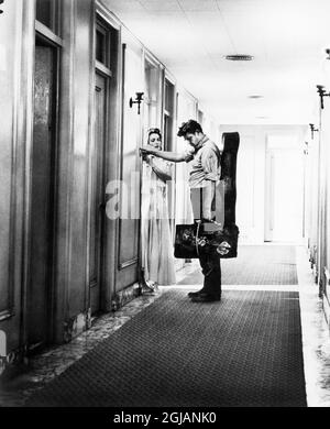 Andy Griffith, Patricia Neal, on-set of the Film, 'A Face in the Crowd', Warner Bros., 1957 Stock Photo