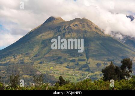 Ecuador. Inter-Andean valley Mount Imbabura. Volcanic ash makes soil good for agriculture Stock Photo