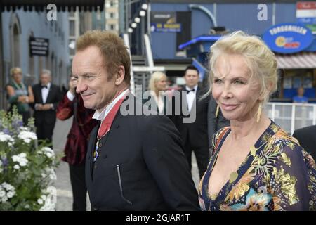 STOCKHOLM 2017-06-15 Polar Music Prize Sting and wife Trudie Styler arriving at the Polar Music Prize Awards at Konserthuset in Stockholm, Sweden, June 15, 2017. Photo: Anders Wiklund / TT / kod 10040  Stock Photo