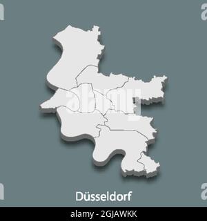 3d isometric map of Düsseldorf is a city of Germany, vector illustration Stock Vector
