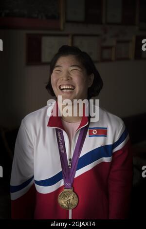 Heavy weight lifter and olympic gold medalist Rim Jong Sim in Pyongyang, North Korea. She won her fol medal at the London Olympics and got to meet with Kim Jung Un Foto: Roger Turesson / DN / TT/ Kod: 3518 tourism, country's, country, travel, geography  Stock Photo