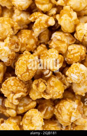 caramel popcorn texture background. Caramel popcorn close up. Stock Photo