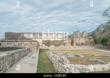 Mexico, Yucatan. Uxmal Ruins, Nunnery Quadrangle, believed to be constructed in the 9th century AD Stock Photo