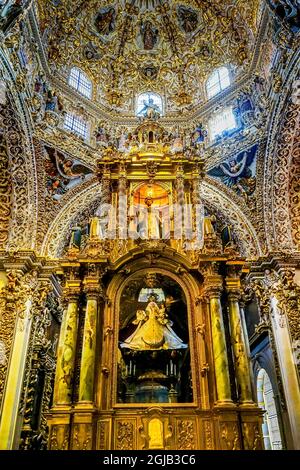 Chapel of the Rosary Santa Domingo Church, Puebla, Mexico. Built in 1600's Stock Photo