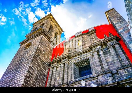 Facade Rosary Chapel, Puebla, Mexico. Built in 1600's Stock Photo