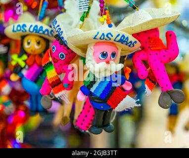 Colorful Mexican Christmas Tree ornaments handicrafts, Cabo San Lucas, Mexico Stock Photo