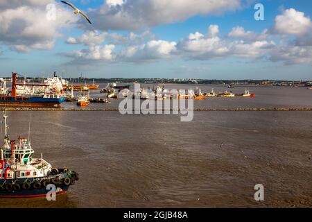 Montevideo, Uruguay. Shipwrecks and tugboats. Stock Photo