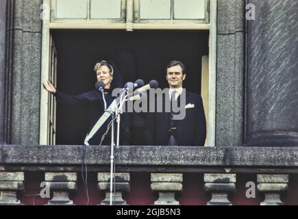 COPENHAGEN 1972-01-14 Queen Margrethe of Denmark and Prince Henrik after her coronation at the Amalienborg Palace 1972. Foto: SkÃ¥nereportage / TT / Kod: 36100  Stock Photo