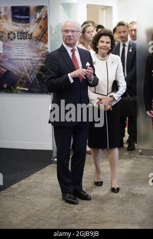  TOKYO 2018-04-23 King Carl Gustaf and Queen Silvia of Sweden visit a start-up project namned 'Edge of', in Tokyo on Monday. King Carl Gustaf and Queen Silvia are on State Visit to Japan. Foto: Sven Lindwall / EXP / TT / kod 7117 *** OUT SWEDEN OUT *** 