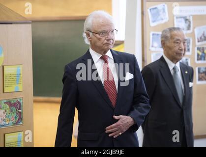  TOKYO 2018-04-23 King Carl Gustaf and Queen Silvia of Sweden visit a start-up project namned 'Edge of', in Tokyo on Monday. King Carl Gustaf and Queen Silvia are on State Visit to Japan. Foto: Sven Lindwall / EXP / TT / kod 7117 *** OUT SWEDEN OUT *** 